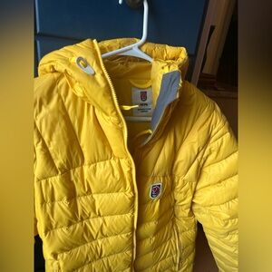 Fjallraven Women’s Yellow Down Hooded Puffer Jacket